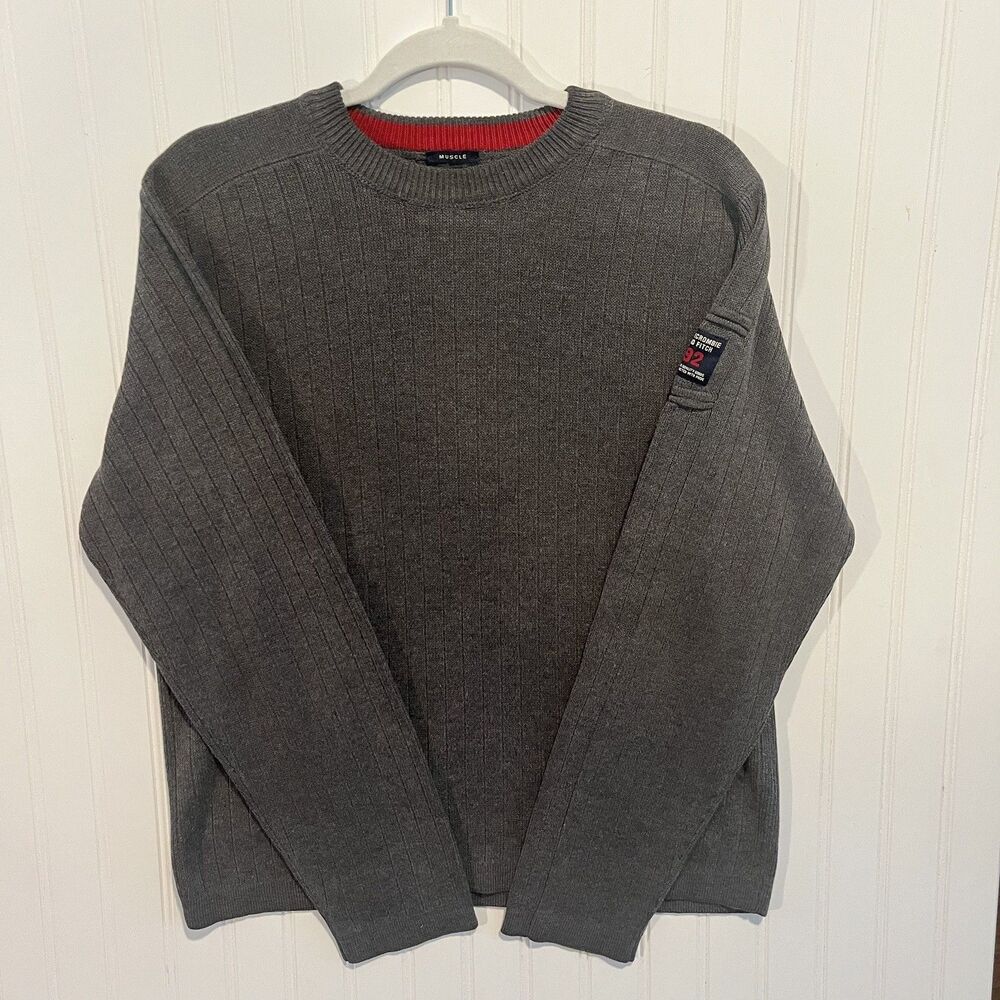 Vintage Abercrombie & Fitch Men’s Gray Knit Crew Neck Cotton Pullover Sweater L